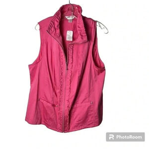 C J BANKS vest women 1X ,pink, fitted  ,frills,cotton,sporty,outdoors,Lagenlook
